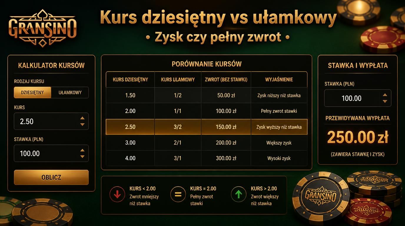 Zysk czy pełny zwrot jak czytać kursy w Gransino Casino bez rozczarowania