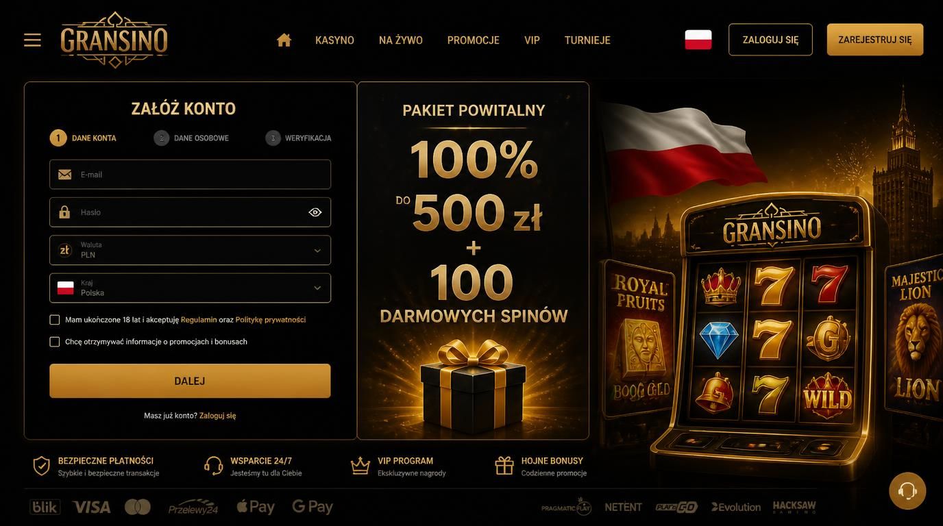 gracz obok ekranu powitalnego bonusu powitalnego