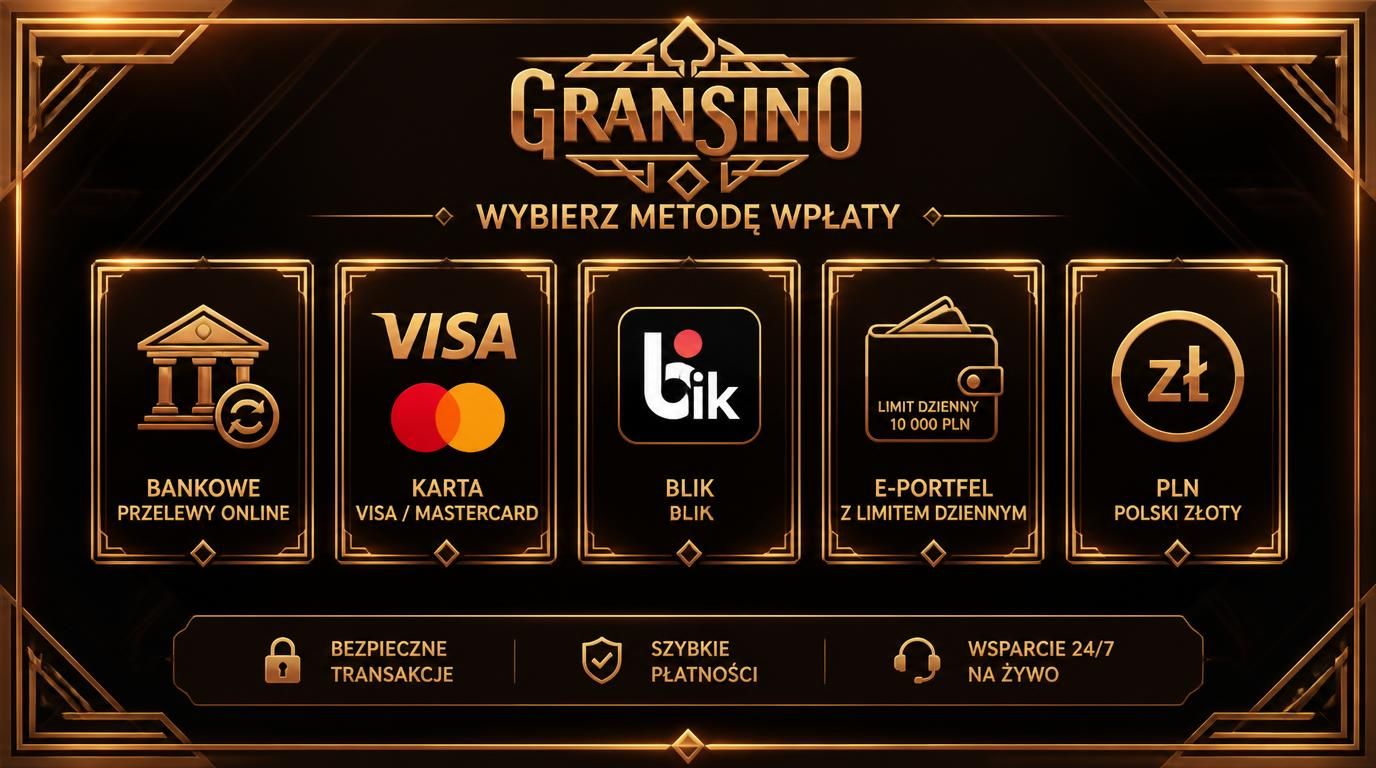 Ikony metod wpłat z limitami w kasynie Gransino